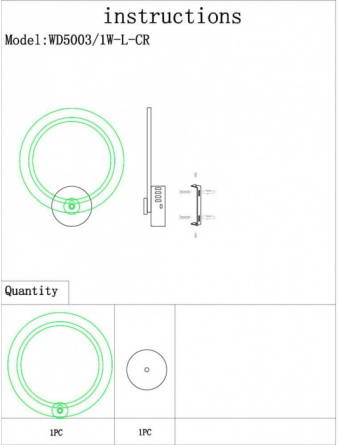 Бра Kamoli WD5003/1W-L-CR фото 2