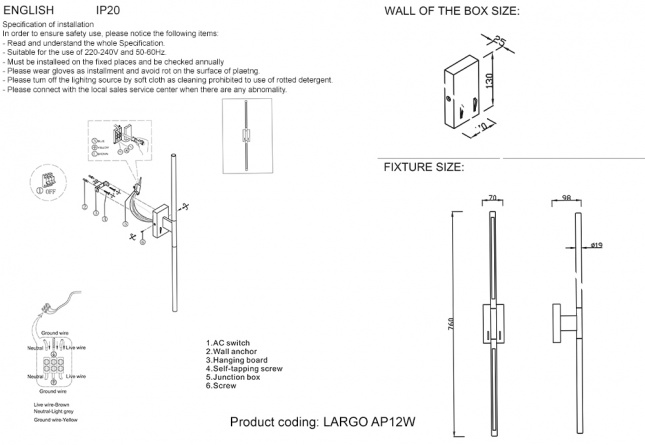 Бра Crystal Lux LARGO AP12W BLACK фото 7